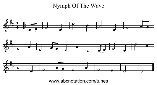 Nymph Of The Wave - staff notation