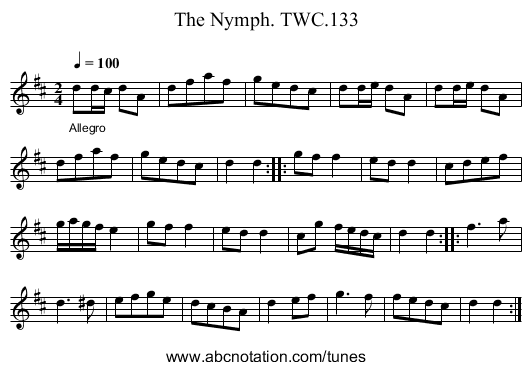 Nymph. TWC.133, The - staff notation