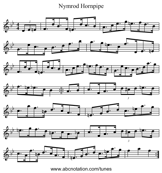 Nymrod Hornpipe - staff notation