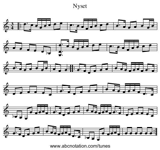 Nyset - staff notation