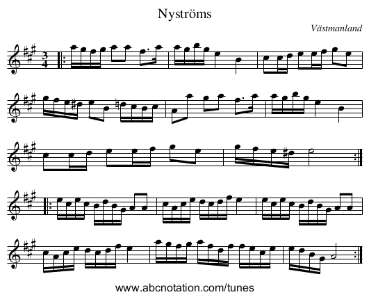 Nyströms - staff notation