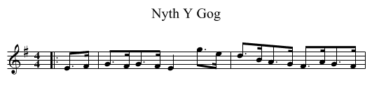 Nyth Y Gog - staff notation