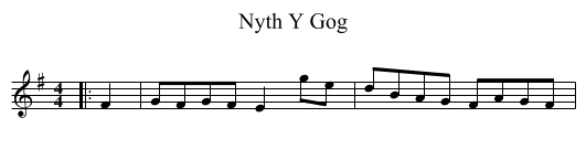 Nyth Y Gog - staff notation