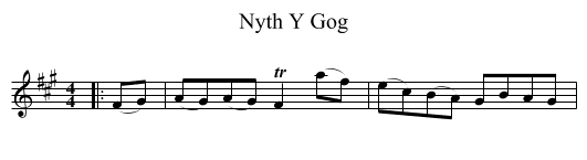 Nyth Y Gog - staff notation