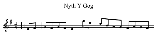 Nyth Y Gog - staff notation