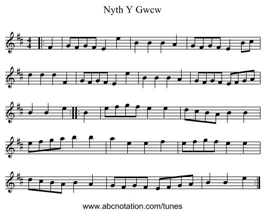Nyth Y Gwcw - staff notation