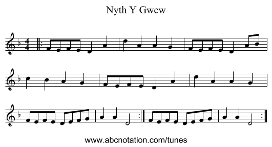 Nyth Y Gwcw - staff notation