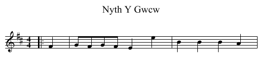 Nyth Y Gwcw - staff notation