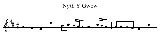 Nyth Y Gwcw - staff notation