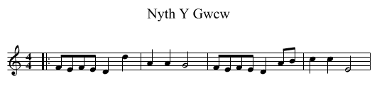 Nyth Y Gwcw - staff notation