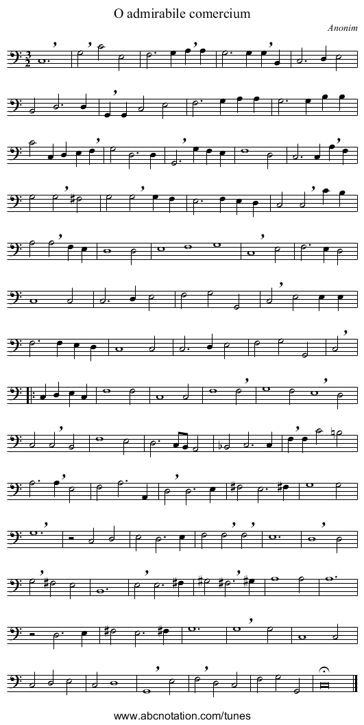 O admirabile comercium - staff notation