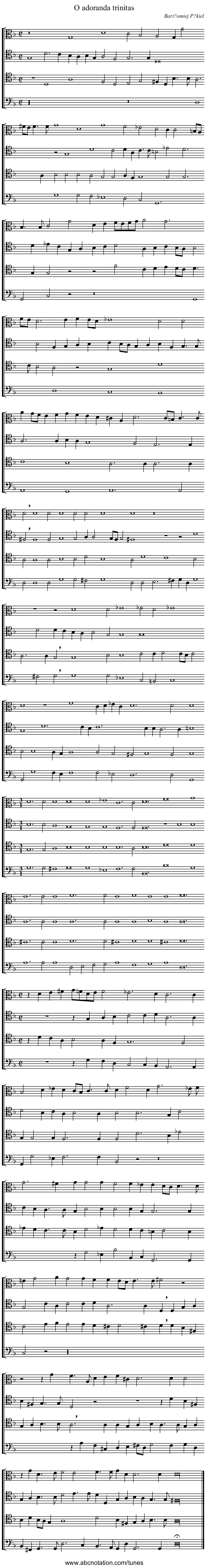 O adoranda trinitas - staff notation