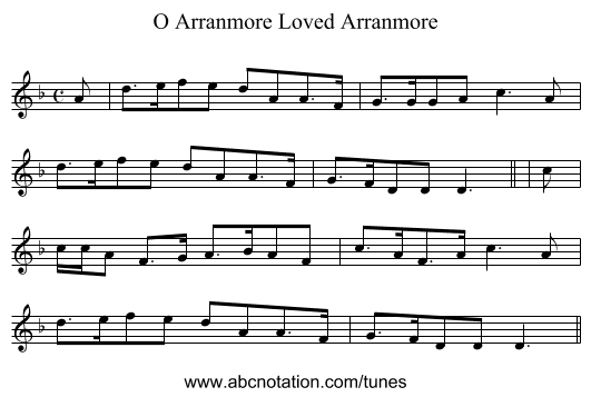 O Arranmore Loved Arranmore - staff notation