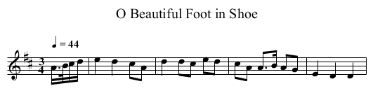 O Beautiful Foot in Shoe - staff notation