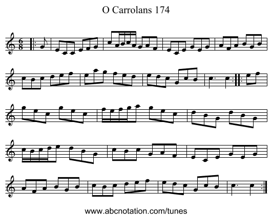 O Carrolans 174 - staff notation