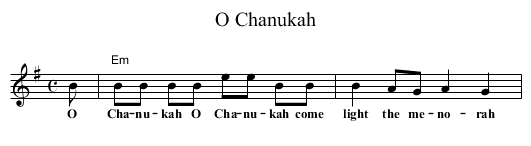 O Chanukah - staff notation