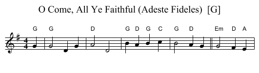 O Come, All Ye Faithful (Adeste Fideles)  [G] - staff notation
