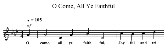 O Come, All Ye Faithful - staff notation