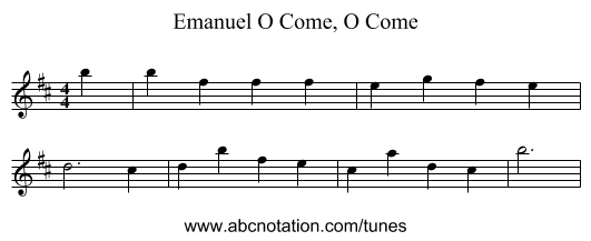 O Come, O Come, Emanuel - staff notation