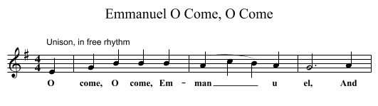 O Come, O Come, Emmanuel - staff notation