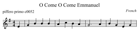 O Come O Come Emmanuel - staff notation