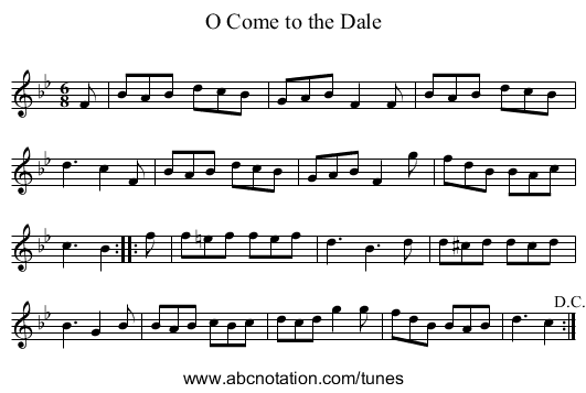 O Come to the Dale - staff notation
