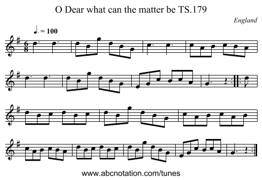 O Dear what can the matter be TS.179 - staff notation