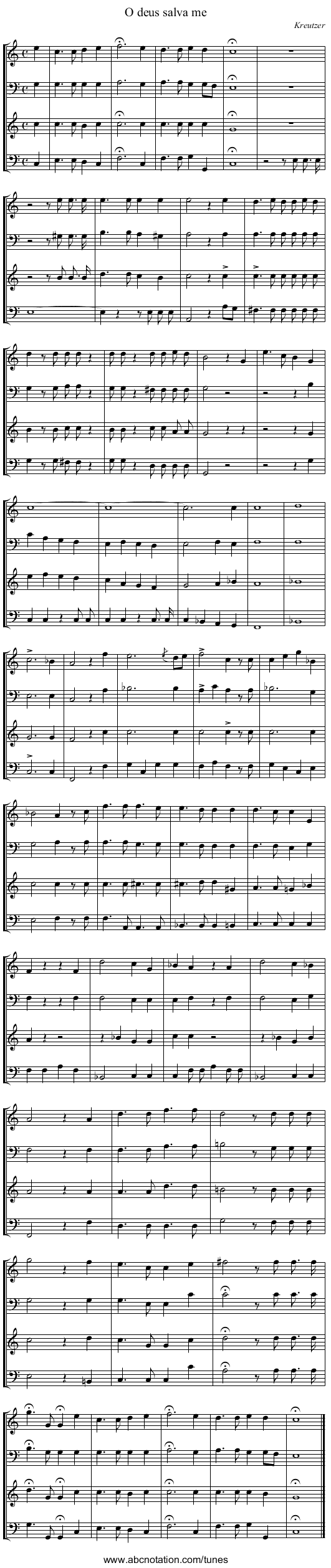 O deus salva me - staff notation