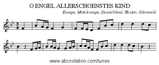 O ENGEL ALLERSCHOENSTES KIND - staff notation