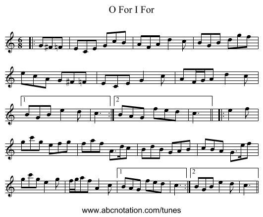 O For I For - staff notation