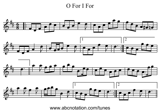 O For I For - staff notation
