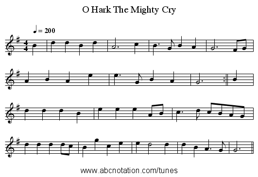O Hark The Mighty Cry - staff notation