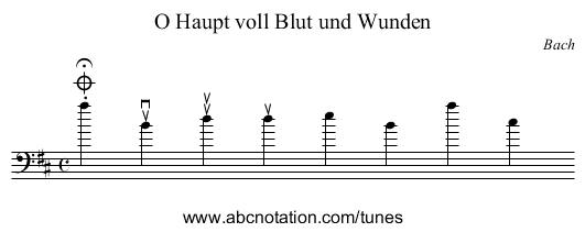 O Haupt voll Blut und Wunden - staff notation
