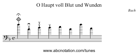 O Haupt voll Blut und Wunden - staff notation