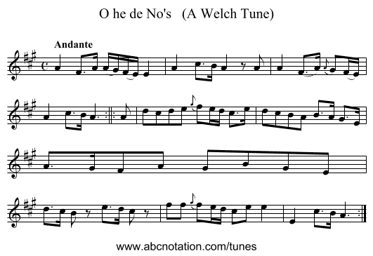 O he de No's (A Welch Tune) - staff notation