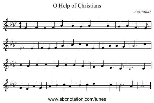 O Help of Christians - staff notation