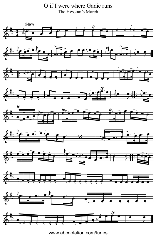 O if I were where Gadie runs - staff notation