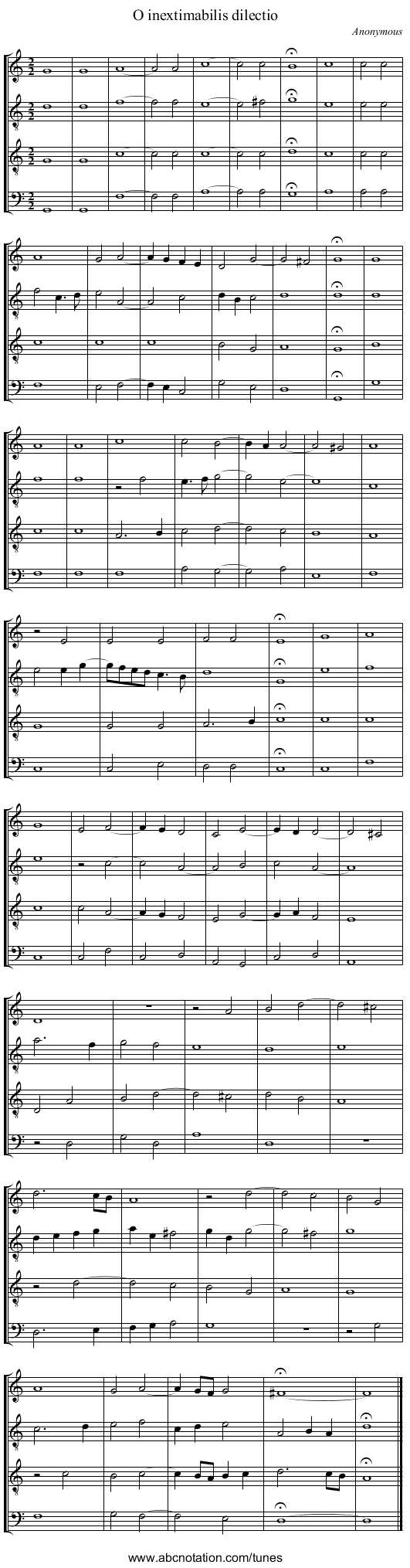 O inextimabilis dilectio - staff notation