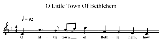 O Little Town Of Bethlehem - staff notation