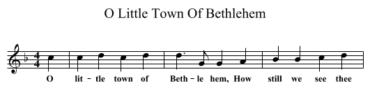 O Little Town Of Bethlehem - staff notation