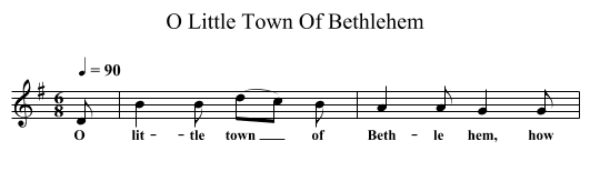 O Little Town Of Bethlehem - staff notation