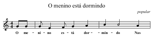 O menino está dormindo - staff notation