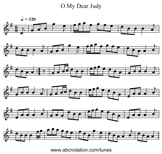 O My Dear Judy - staff notation