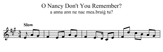 O Nancy Don't You Remember? - staff notation
