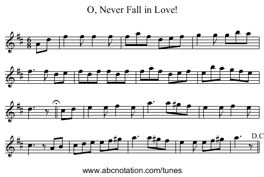 O, Never Fall in Love! - staff notation