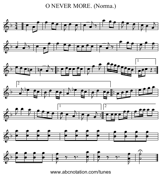 O NEVER MORE. (Norma.) - staff notation