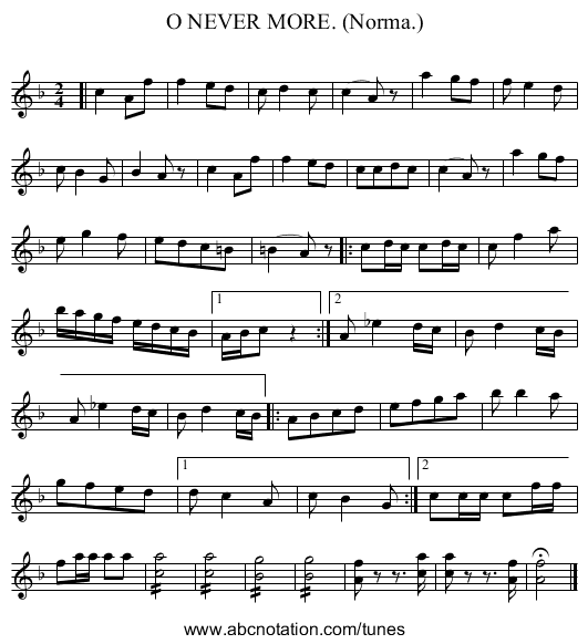 O NEVER MORE. (Norma.) - staff notation
