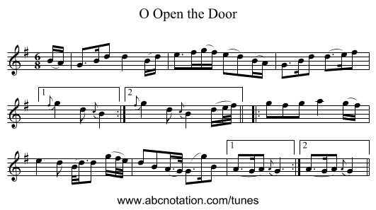 O Open the Door - staff notation