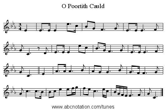 O Poortith Cauld - staff notation