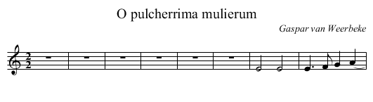 O pulcherrima mulierum - staff notation